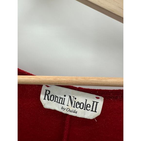 Ronni Nicole II Dress Women SIZE 14 Red Sequin Surplice V-Neck Short Sleeve - Picture 5 of 9